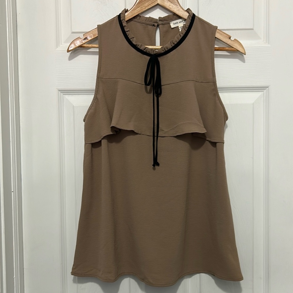 Faith and Joy Tan Sleeveless Blouse